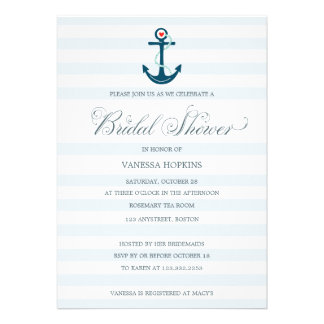 Elegant Modern Nautical Anchor Bridal Shower Personalized Invites
