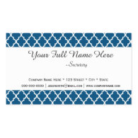 Elegant, modern navy blue quatrefoil professional business card templates
