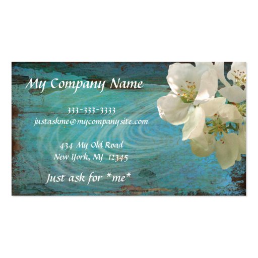 Elegant, Modern, Patina Blue Floral, Business Card (front side)