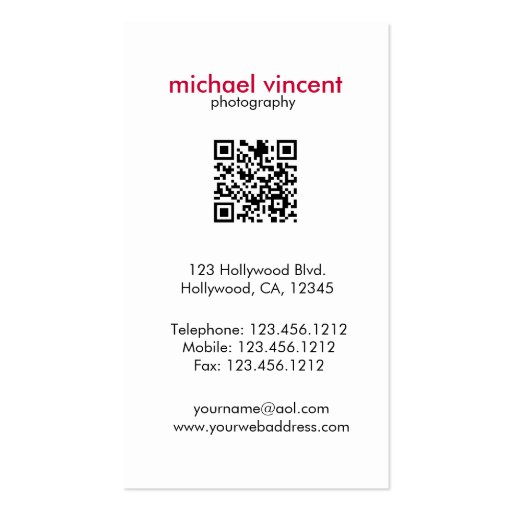 Elegant / Modern Photography Business Card (back side)