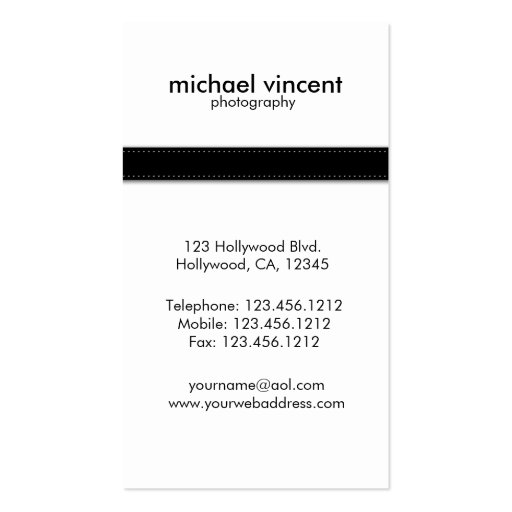 Elegant / Modern Photography Business Card (back side)