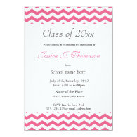 elegant, modern pink chevron photo graduation announcements