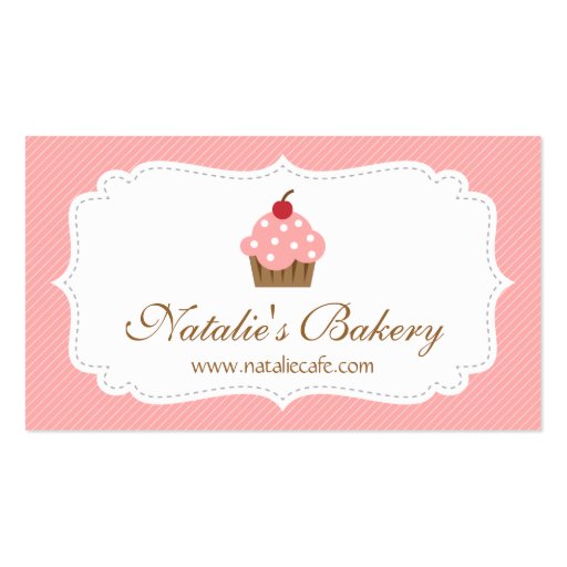 Elegant, Modern, Pink Cupcake, Bakery Business Cards (front side)
