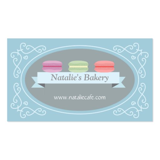 Elegant, Modern, Sweet Macaron, Bakery, Confection Business Card Template (front side)