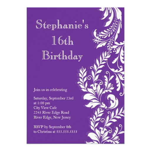 Elegant Modern Sweet Sixteen Birthday Party Personalized Invites