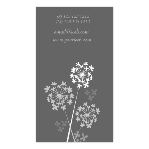 Elegant Modern Unique Flower Business Cards (back side)