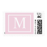 Elegant Modern White Monogram M Wedding Postage