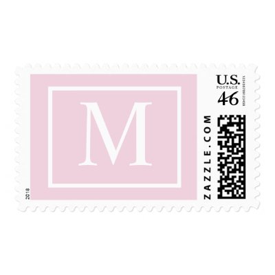 Elegant Modern White Monogram M Wedding Postage