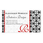 Elegant Monogram Black and Gold Damask Business Card