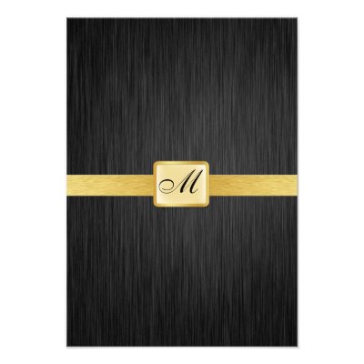 Elegant Monogram black and gold Thank You Card Personalized Invite