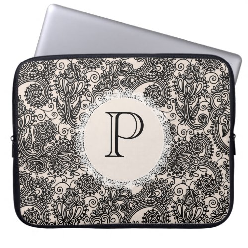 Elegant Monogram Black Lace Designer Laptop Bag electronicsbag