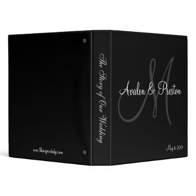 Elegant Monogram Black & White Wedding Binder