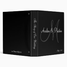Elegant Monogram Black & White Wedding Binder