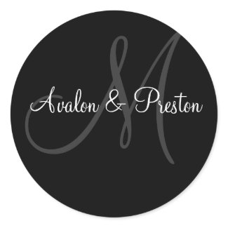 Elegant Monogram Black & White Wedding Sticker sticker