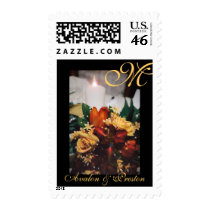 Elegant Monogram Bride & Groom Floral Postage