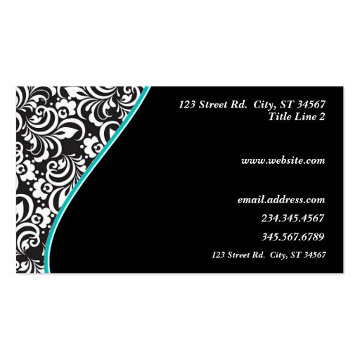 Elegant Monogram business card - Teal (back side)
