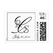 Elegant Monogram C Black & Grey USPS Postage