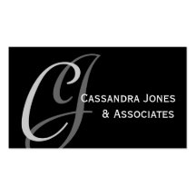 Elegant Monogram Customizable Black Business Card