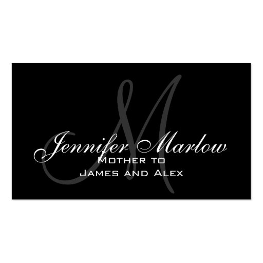 Elegant Monogram Customizable Mommy Calling Card Business Cards (front side)