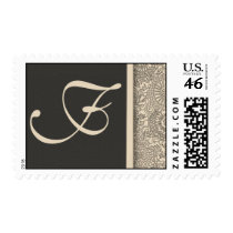Elegant monogram damask design of pink and gray stamps