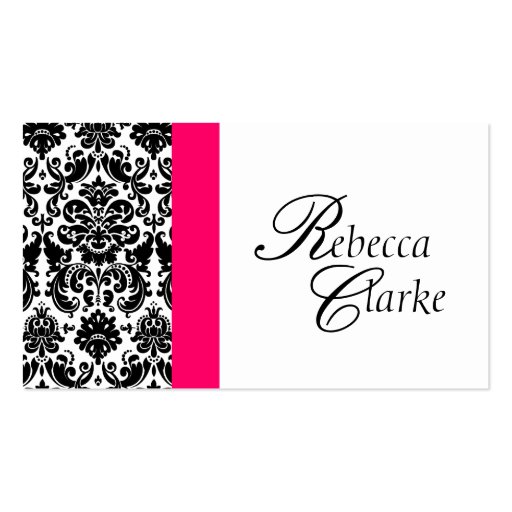 Elegant Monogram Damask Pink Busines Card Business Cards (front side)