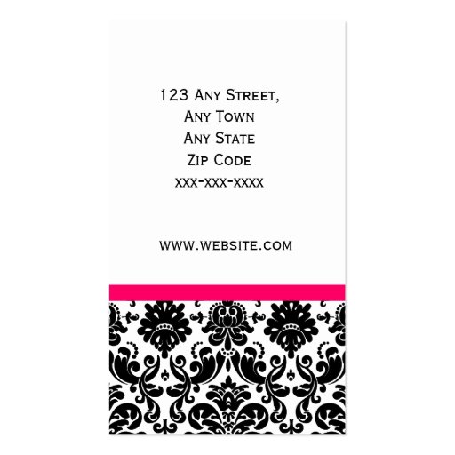 Elegant Monogram Damask Pink Busines Card Business Cards (back side)