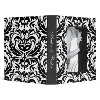 Elegant Monogram Damask Scroll Wedding Binder