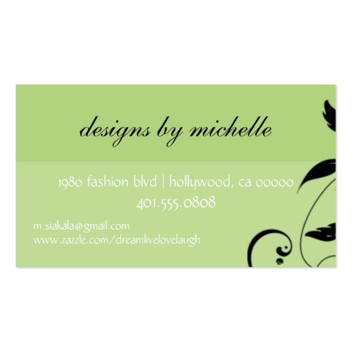 elegant; monogram flourish business card (back side)