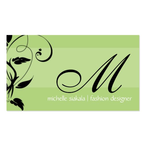 elegant; monogram flourish business card (front side)