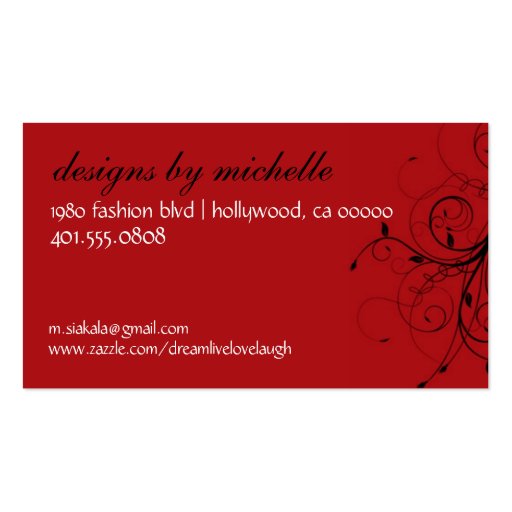 elegant; monogram flourish business cards (back side)