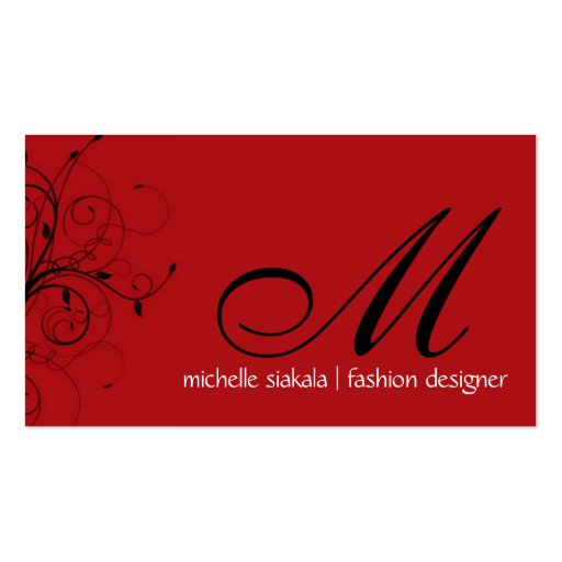 elegant; monogram flourish business cards (front side)