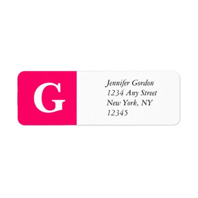 Elegant Monogram G Return Adress Label Pink