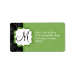 Elegant Monogram Green Damask Personalized Address Labels