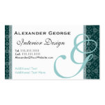 Elegant Monogram Green Damask Letter G Business Cards