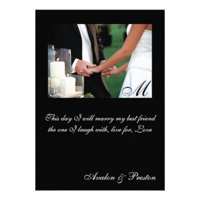 Elegant Monogram Holding Hands Wedding Invitation
