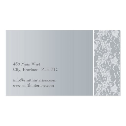 Elegant Monogram Lace Business Cards (back side)