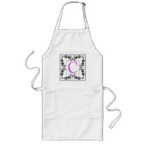Elegant Monogram Letter C Black and White Apron