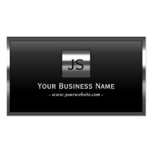 Elegant Monogram Metal Frame Dark Business Card