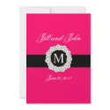 Elegant Monogram Names Date Fuchsia Wedding invitation
