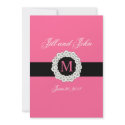 Elegant Monogram Names Date Hot Pink Wedding invitation