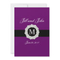Elegant Monogram Names Date Plum Wedding invitation