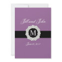Elegant Monogram Names Date Purple Wedding invitation