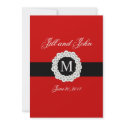 Elegant Monogram Names Date Red Wedding invitation