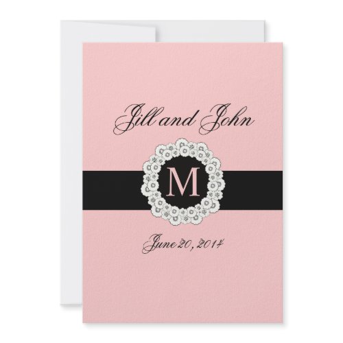 Elegant Monogram Names Date Wedding Invitation invitation