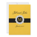 Elegant Monogram Names Date Yellow Wedding invitation