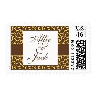 Elegant Monogram Names Safari Wedding Postage stamp