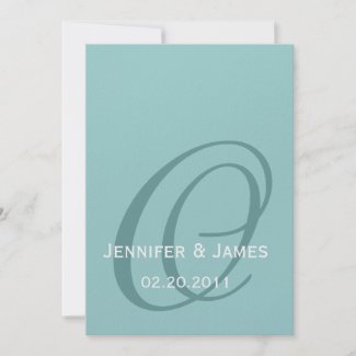 Elegant Monogram & Names Wedding Blue Invitation invitation