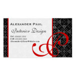 Elegant Monogram P Black and Gold Damask Business Card Templates