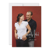 Elegant Monogram Photo Wedding Invitation Back
