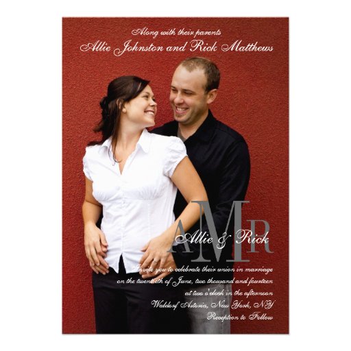 Elegant Monogram Photo Wedding Invitation Back 2
